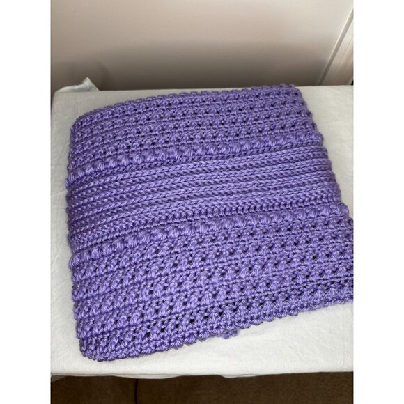 HANDMADE Crochet Baby Blanket Purple 100% Acrylic Caron Simply Soft Yarn - Picture 2 of 3